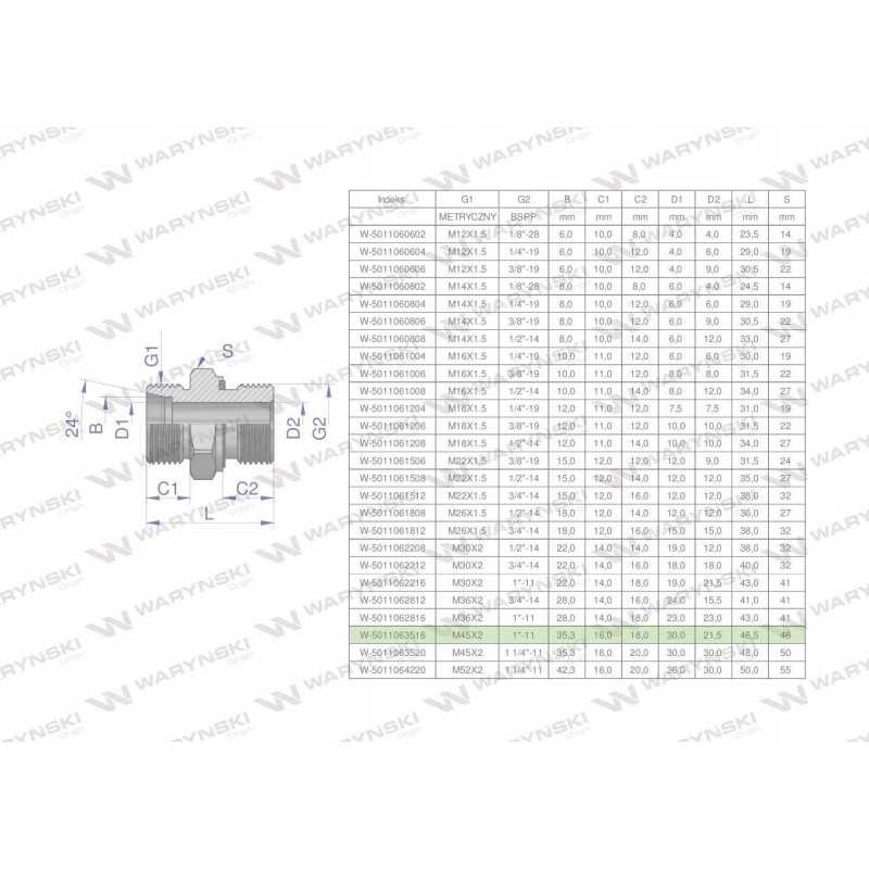 Hidraulinė jungtis bb xge m45x2 35l3 35l x 1