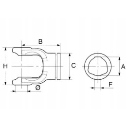 Šakė profiliuotam vamzdžiui 43 50x43 5 mm