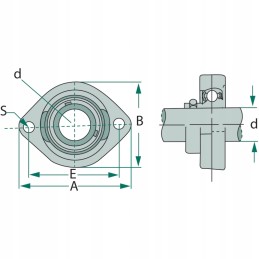 Flanšinis korpusas 40 mm AS 208 granitiniam guoliui