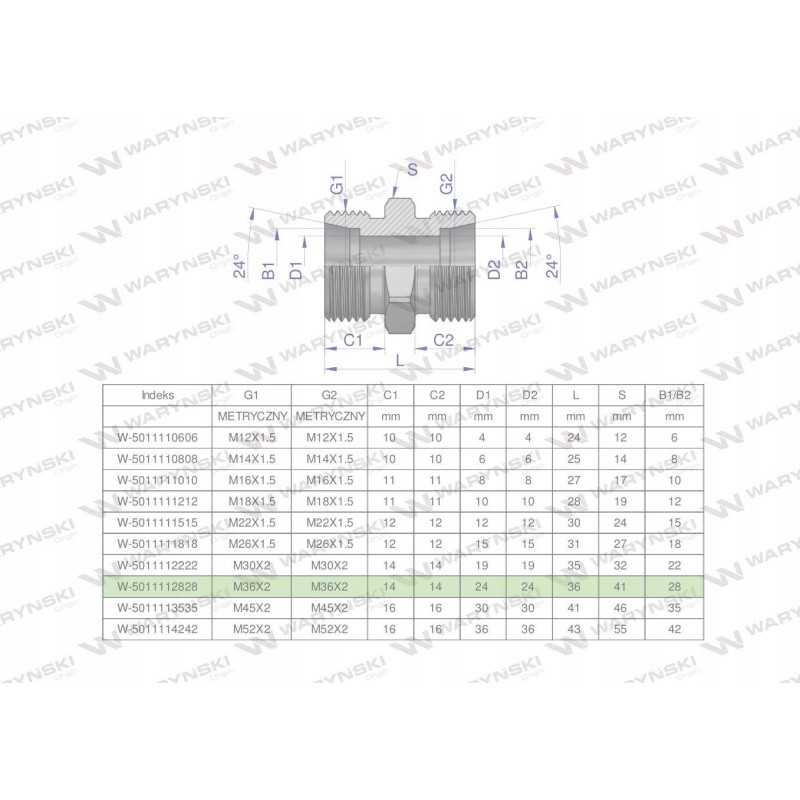 Metrinė hidraulinė jungtis bb m36x2 28l xg s