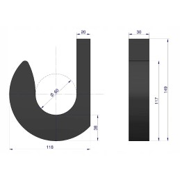 Plieninis krautuvo kaušo kablys, skersmuo 60
