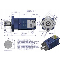 WMS orbitinis hidraulinis variklis 315 cm3 aps./min 125