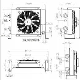 Hidraulinės alyvos aušintuvas 140l min DC 24v