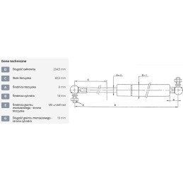 Dujinė spyruoklė L204 5 mm 300N stabilus CA760005