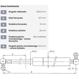 Dujinė spyruoklė l805 5 mm 450n stabilus ca4657vu
