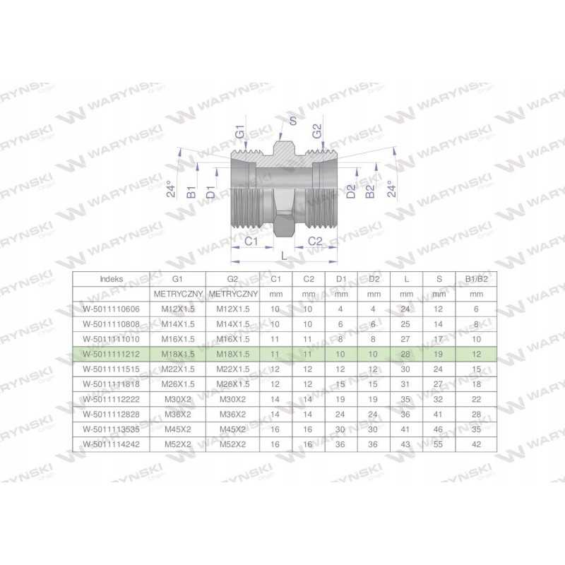 Metrinė hidraulinė jungtis bb m18x1 5 12l xg