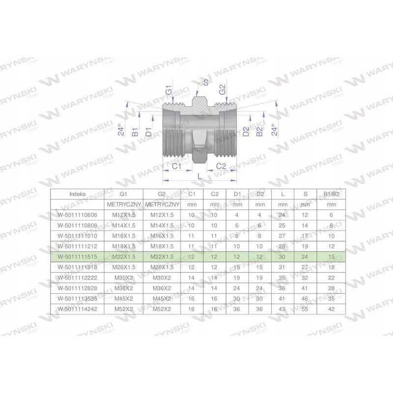Metrinė hidraulinė jungtis bb m22x1 5 15l xg