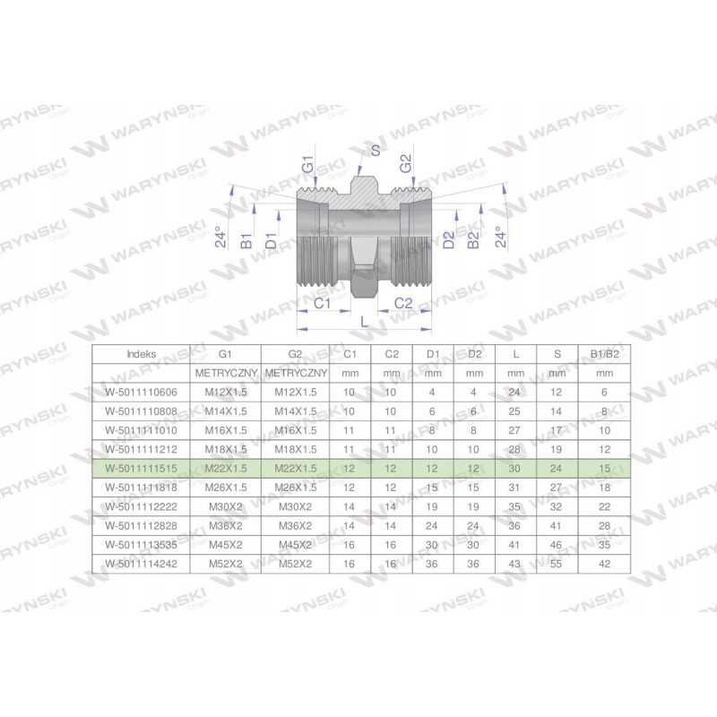 Metrinė hidraulinė jungtis bb m22x1 5 15l xg