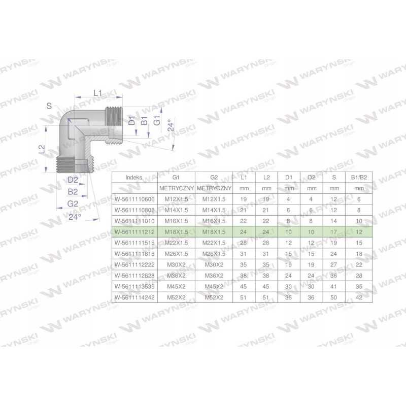 Metrinė hidraulinė alkūnė bb m18x1 5 12l xw