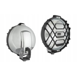 Baltas H3 kelio žibintas su chromuotomis grotelėmis