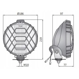 Baltas H3 kelio žibintas su chromuotomis grotelėmis