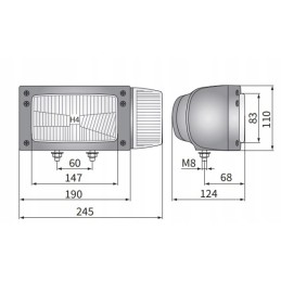 H4 priekinis žibintas su kabeliu ir stiprintuvo jungtimi, kairėje
