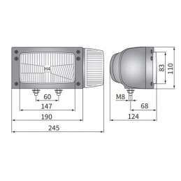 Priekiniai žibintai su korpusu h4 4f dešinė su kryptimi