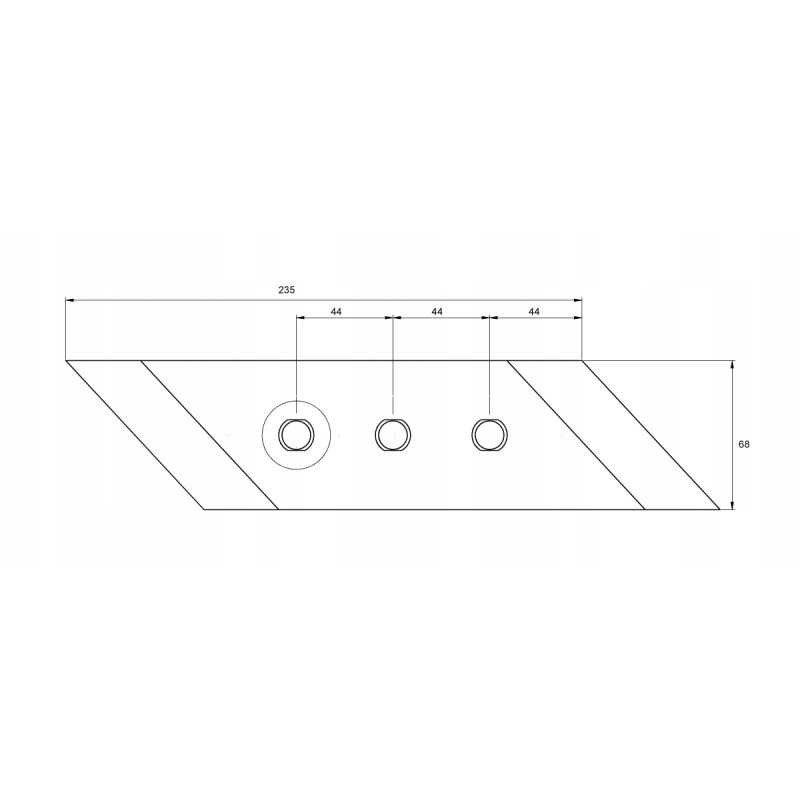 Kaltas, kairiojo ašmenų gaubtas, 34 xl, trys skylės
