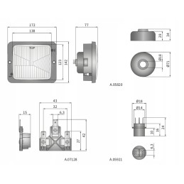 H4 tipo priekinis žibintas su rėmu 172x142 re 22879