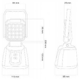 16LED motorra asm102331d baterijomis maitinama darbo lempa