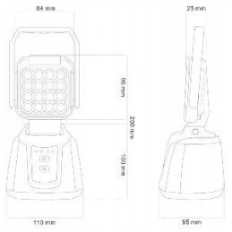 16LED motorra asm102331d baterijomis maitinama darbo lempa