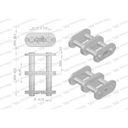 Grandinės spyna tiesi plokštė z20b 2 r2 1 1 4 5 s