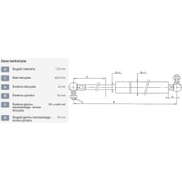 Dujinė spyruoklė l173 mm 150n stabilus ca9692bh