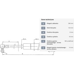 Dujinė spyruoklė l340 mm 100n stabilus ca063967
