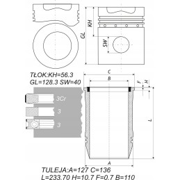 Ursus Zetor C 385 turbo variklio remonto komplektas
