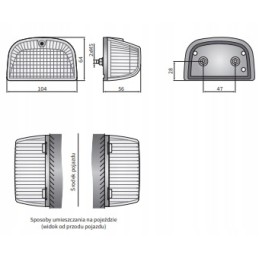 Priekinis šoninis posūkio žibintas 104x64 wesem