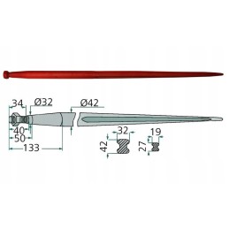 1200 mm krautuvo kablys sunkiems kroviniams m28x1 5