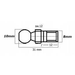 Rutulinis kaištis fi 10, jungtis m 8 fi 10 rutuliukas