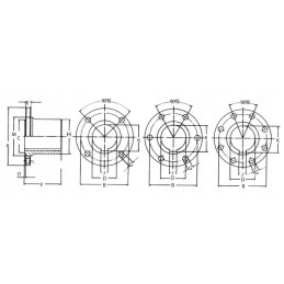Din 25h7 flanšas su 8 m8 pleištu, maksimalus įlinkis 90
