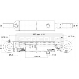 Hidraulinis stūmoklio cilindras 80 45 taktų 630mm l 980
