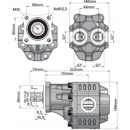 Dviejų krypčių hidraulinis siurblys 82cm3 HDS Kipra