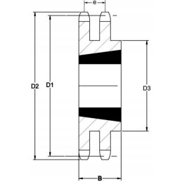 Dvigubas grandinės ratas, 38 dantukai, 1 grandinė