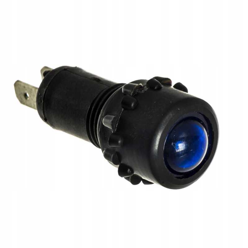 Apvali mėlyna LED indikacinė lemputė 12v 16mm