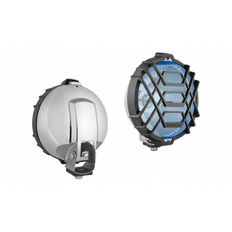 Mėlynas chromo grotelių kelio žibintas