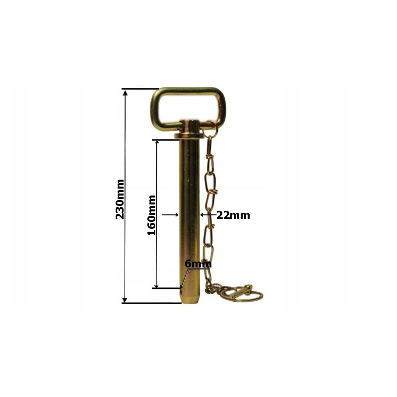 Tiesus kaištis 22mm, ilgis 160mm, tvirtinimas