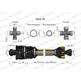 Kardaninis velenas 860 1250 mm 620 nm 1200 nm 60960 warynski