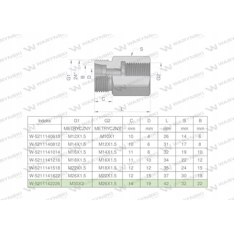 Metrinė diferencialo įvorė 30x2 22l sriegis x m26x1 5