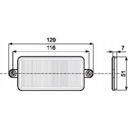 Stačiakampis, prisukamas atšvaitas, baltas