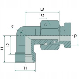 Kampinė jungtis, hidraulinė alkūnė, dko 2x m42x2
