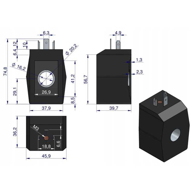 Solenoidinė ritė 16mm 30w 12v dc