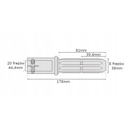 Adapteris Kardaninis velenas 20 pjaustytuvų 44 mm 8 frezos 38 mm