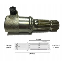 Adapteris kardaninis velenas 8 pjovikliai 38mm 21 pjovikliai 34 9mm