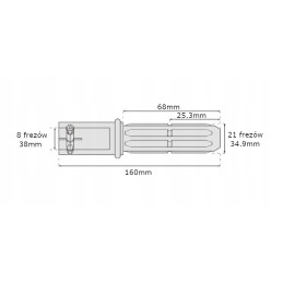 Adapteris kardaninis velenas 8 pjovikliai 38mm 21 pjovikliai 34 9mm