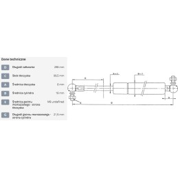 Dujinė spyruoklė l298 mm 245n stabilus ca9617ui