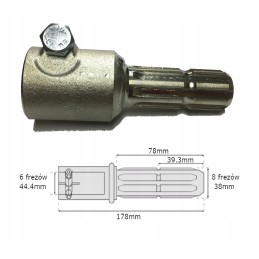 Adapteris Kardaninis velenas 6 frezos 44 4mm 8 pjovikliai 38mm