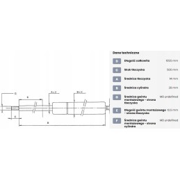 Dujinė spyruoklė l1055 mm 1500n stabilus ca086326
