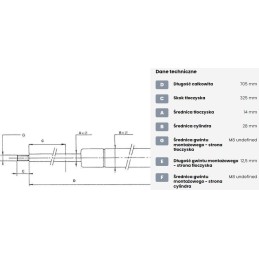 Dujinė spyruoklė l705 mm 2500n stabilus ca085131