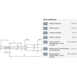 Dujinė spyruoklė l555 mm 1250n stabilus ca078200