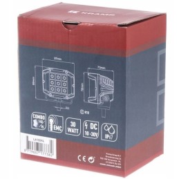 Kvadratinė LED darbo lempa 30w 2850lm kombinuota