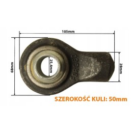 Virinamas apatinės trauklės galas, skersmuo 25 4 mm